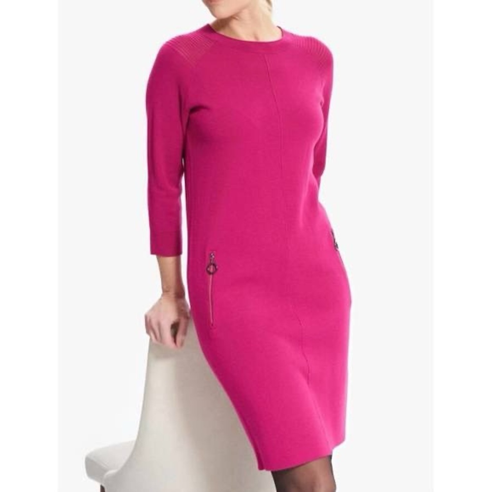 Joseph Ribkoff Pink Knit Sheath Dress size Medium EUC